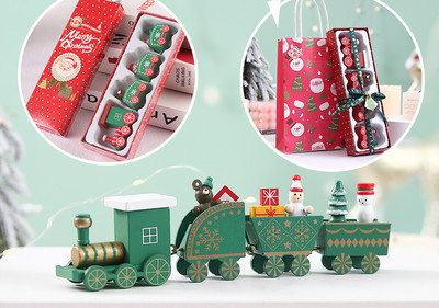 Μικρό ξύλινο τρένο κατάλληλο για Χριστουγεννιάτικη διακόσμηση σε δύο μοντέλα