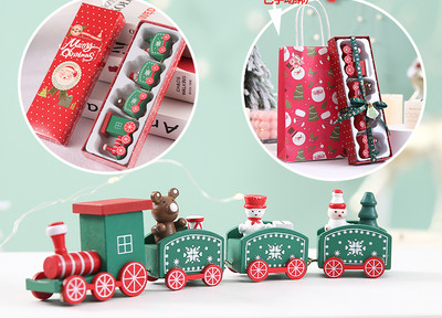 Μικρό ξύλινο τρένο κατάλληλο για Χριστουγεννιάτικη διακόσμηση σε δύο μοντέλα