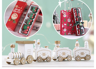 Μικρό ξύλινο τρένο κατάλληλο για Χριστουγεννιάτικη διακόσμηση σε δύο μοντέλα