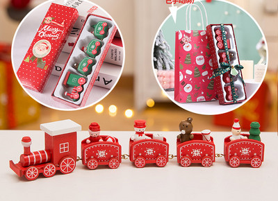 Μικρό ξύλινο τρένο κατάλληλο για Χριστουγεννιάτικη διακόσμηση σε δύο μοντέλα