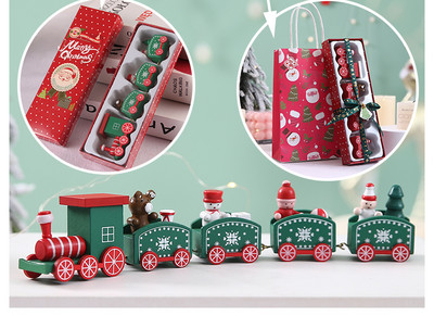 Μικρό ξύλινο τρένο κατάλληλο για Χριστουγεννιάτικη διακόσμηση σε δύο μοντέλα