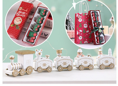Μικρό ξύλινο τρένο κατάλληλο για Χριστουγεννιάτικη διακόσμηση σε δύο μοντέλα