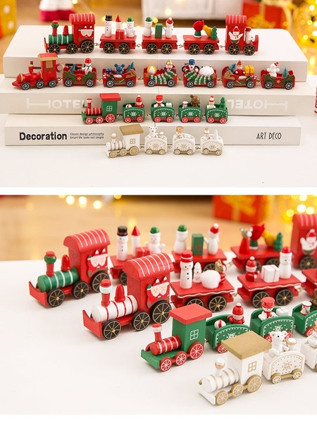 Μικρό ξύλινο τρένο κατάλληλο για Χριστουγεννιάτικη διακόσμηση σε δύο μοντέλα