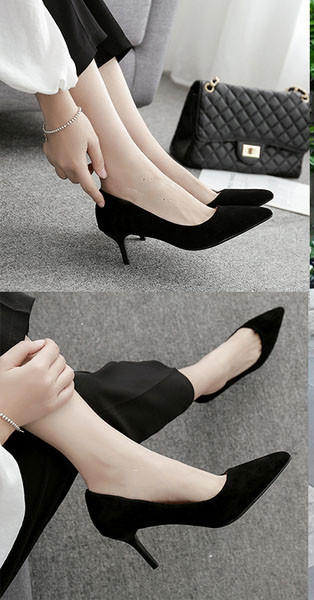 Öko velúrból vagy öko bőrből készült női cipők 5,5 és 8,5 cm sarokmagassággal