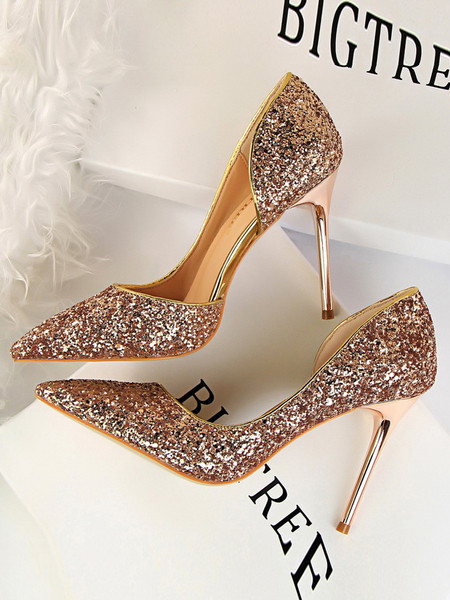 Μοντέρνα γυναικεία γυαλιστερά παπούτσια με τακούνι 9,5 cm
