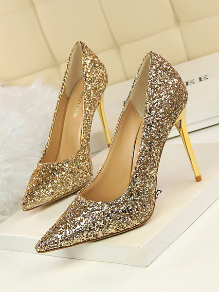 Μοντέρνα γυναικεία γυαλιστερά παπούτσια με τακούνι 9,5 cm