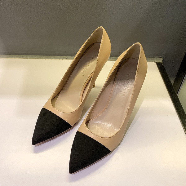 Öko bőrből készült, vékony sarkú női bőrcipő