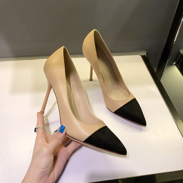 Öko bőrből készült, vékony sarkú női bőrcipő