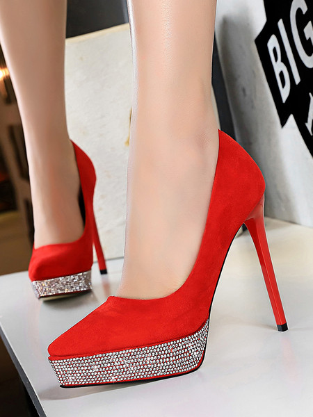 Aktuális női cipő kövekkel és 12 cm-es sarokkal