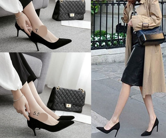 Modern női magassarkú cipő fekete színben