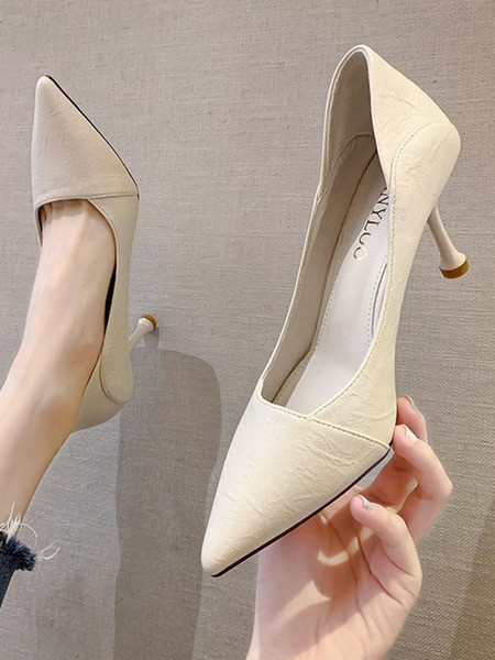 Γυναικεία έκο δερμάτινα υποδήματα μυτερά μοντέλα με λεπτό τακούνι-7 cm