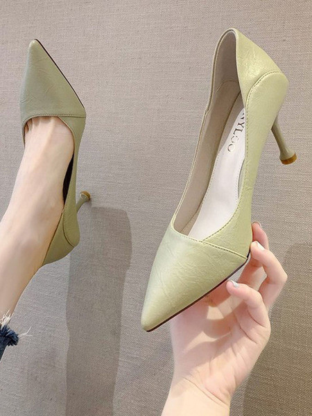 Γυναικεία έκο δερμάτινα υποδήματα μυτερά μοντέλα με λεπτό τακούνι-7 cm