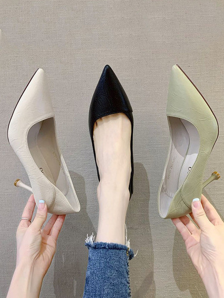 Γυναικεία έκο δερμάτινα υποδήματα μυτερά μοντέλα με λεπτό τακούνι-7 cm