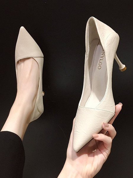 Γυναικεία έκο δερμάτινα υποδήματα μυτερά μοντέλα με λεπτό τακούνι-7 cm