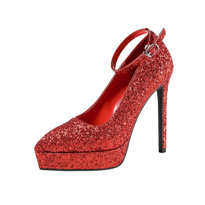 Stílusos női cipő pánttal és 12,5 cm-es sarokkal