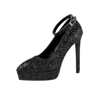 Stílusos női cipő pánttal és 12,5 cm-es sarokkal