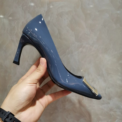 Νέο μοντέλο γυναικεία έκο δερμάτινα λουστριν παπούτσια  με μεταλλικό στοιχείο - ύψος τακουνιού 5 cm ή 7 cm