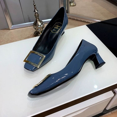 Νέο μοντέλο γυναικεία έκο δερμάτινα λουστριν παπούτσια  με μεταλλικό στοιχείο - ύψος τακουνιού 5 cm ή 7 cm