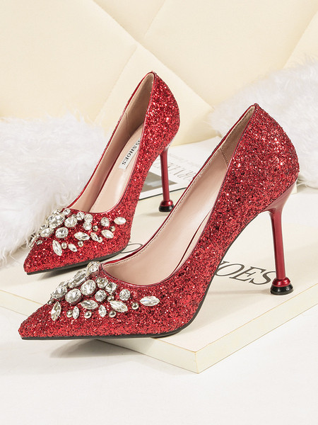 Stílusos női cipő fényes részecskékkel és kövekkel - 6 vagy 9 cm-es sarok