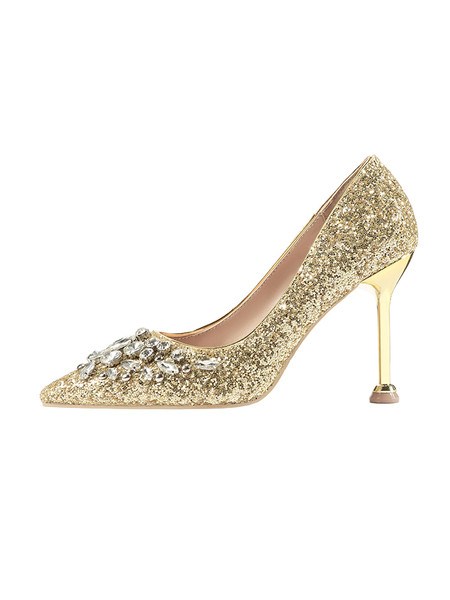 Stílusos női cipő fényes részecskékkel és kövekkel - 6 vagy 9 cm-es sarok