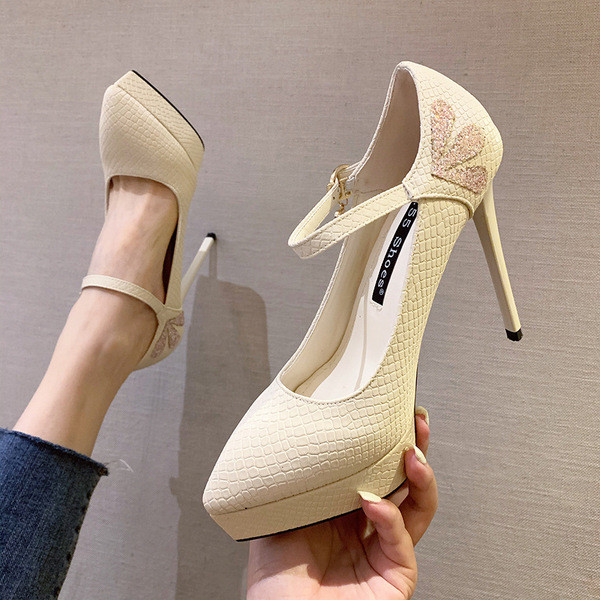 Pántos női cipő 13 cm vékony sarokkal