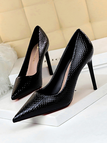 Moderni ženski model cipela na špic od eko kože na visoku petu