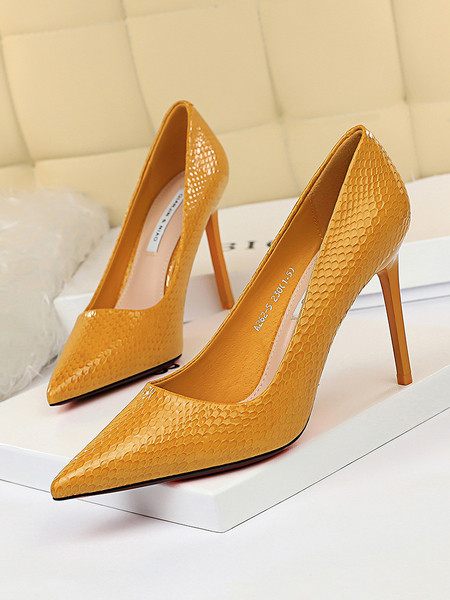 Moderni ženski model cipela na špic od eko kože na visoku petu