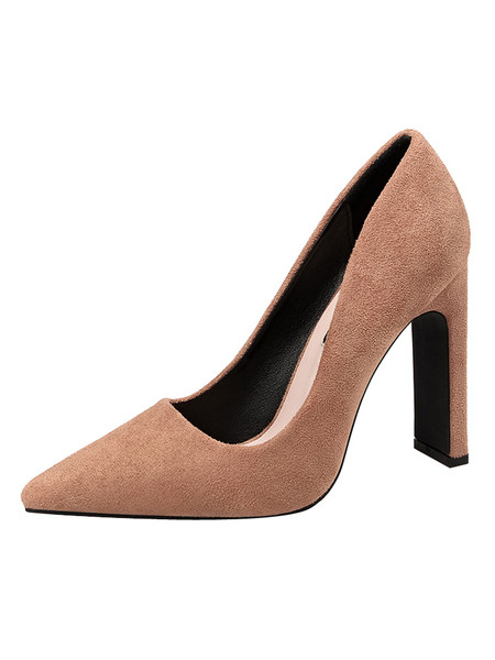 Klasszikus női cipő hegyes modell vastag sarokkal