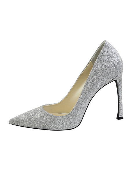 Stílusos női cipő fényes részecskékkel - hegyes modell