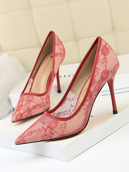 Ženske moderne cipele s čipkom i visokom petom