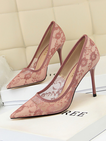 Ženske moderne cipele s čipkom i visokom petom