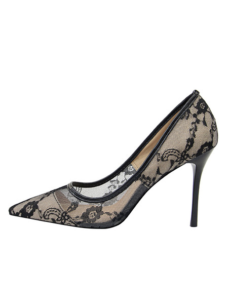 Ženske moderne cipele s čipkom i visokom petom