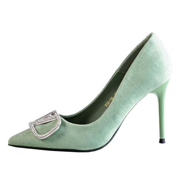 Női hegyes cipő kövekkel és magas sarkú 9 cm