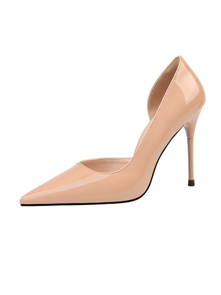 Špic model ženskih cipela od umjetne kože s tankom petom
