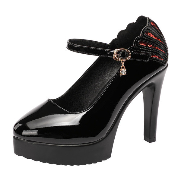 Pántos, 11 cm magas sarkú női cipő