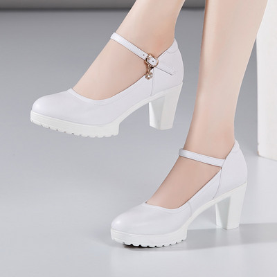 Μοντέρνα γυναικεία παπούτσια με αγκράφα και τακούνι 12 και 7 cm