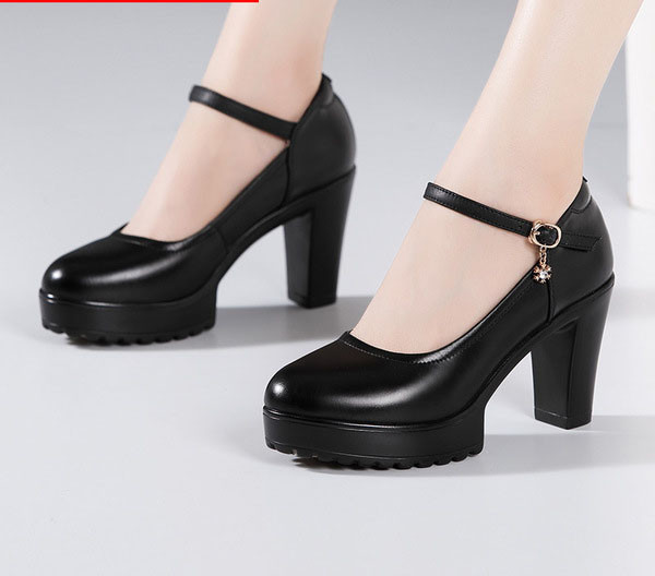 Μοντέρνα γυναικεία παπούτσια με αγκράφα και τακούνι 12 και 7 cm