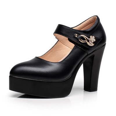 Ženske cipele s debelom petom i metalnim ukrasom