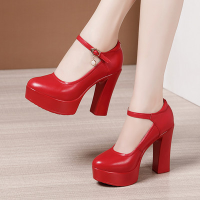 Μοντέρνα γυναικεία παπούτσια με αγκράφα και τακούνι 6 και 12 cm