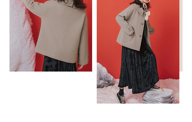 Rövid női kabát gombokkal és gallérral