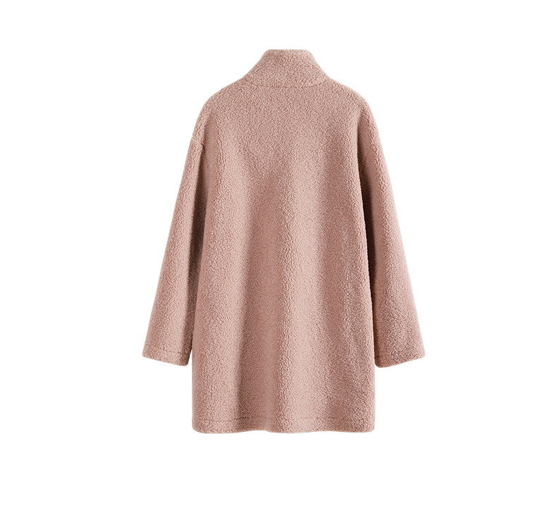 Női pehely hosszú kabát zsebekkel - rózsaszín