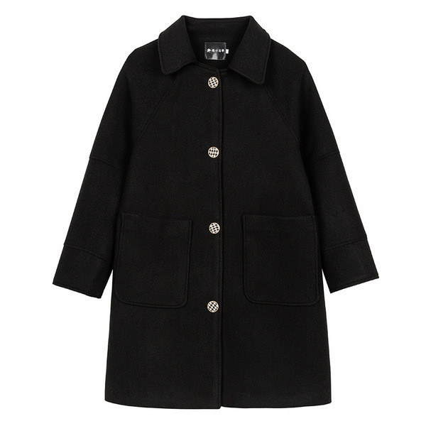 Stílusos női hosszú kabát gombokkal és zsebekkel, két színben