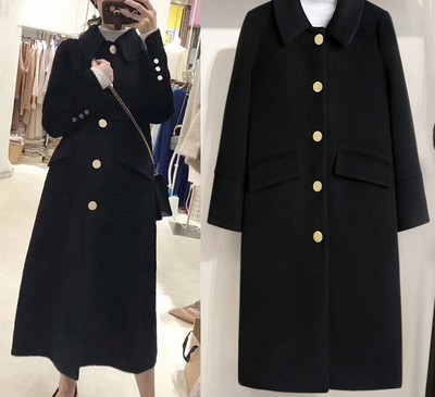 Új modell női hosszú kabát gallérral és gombokkal