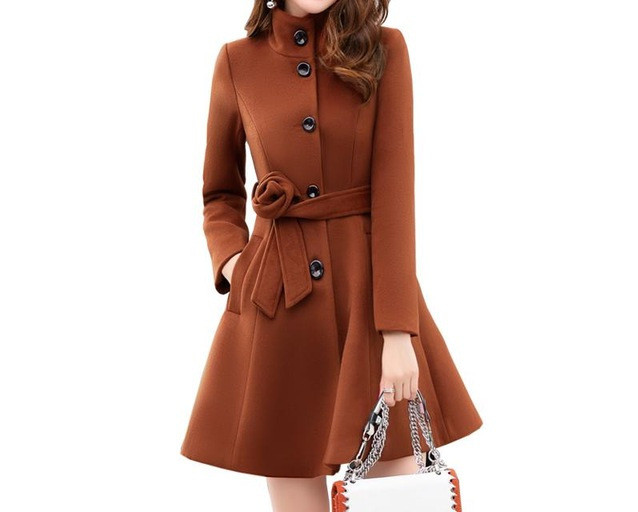 Дамско есенно-зимно палто асиметричен модел с колан