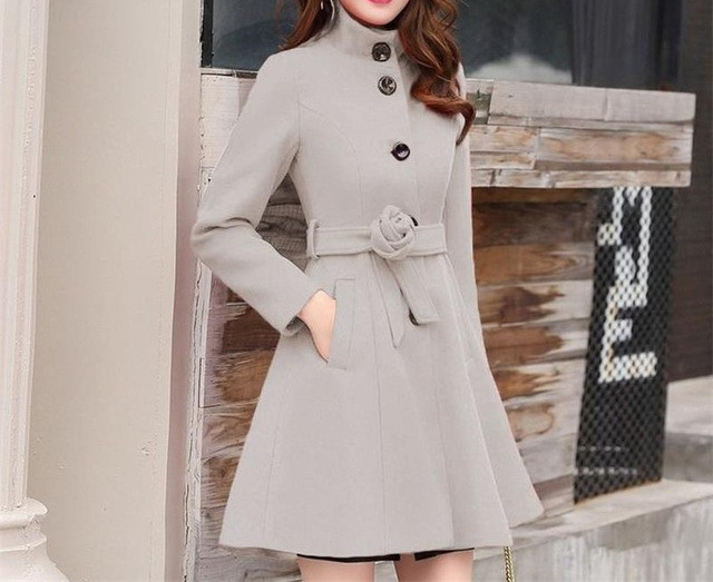 Дамско есенно-зимно палто асиметричен модел с колан