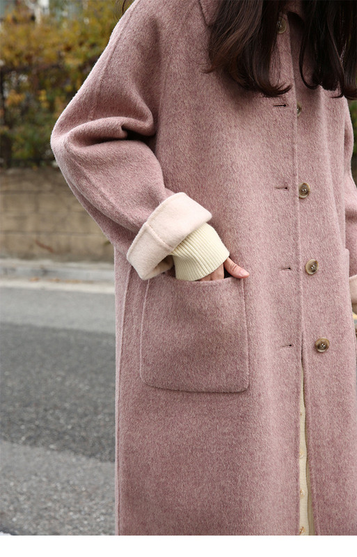 Дълго дамско палто прав модел с джобове