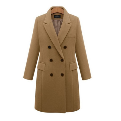 Naujo modelio rudeninis paltas su ilgiu iki kelių ir užsegimu dvieiliu kampu - dideli dydžiai