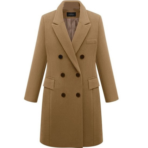 Naujo modelio rudeninis paltas su ilgiu iki kelių ir užsegimu dvieiliu kampu - dideli dydžiai