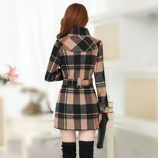 Új modell női kockás kabát magas gallérral és gombokkal
