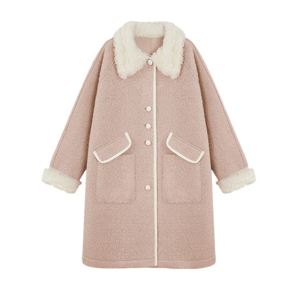 Modern női télikabát zsebekkel és gallérral